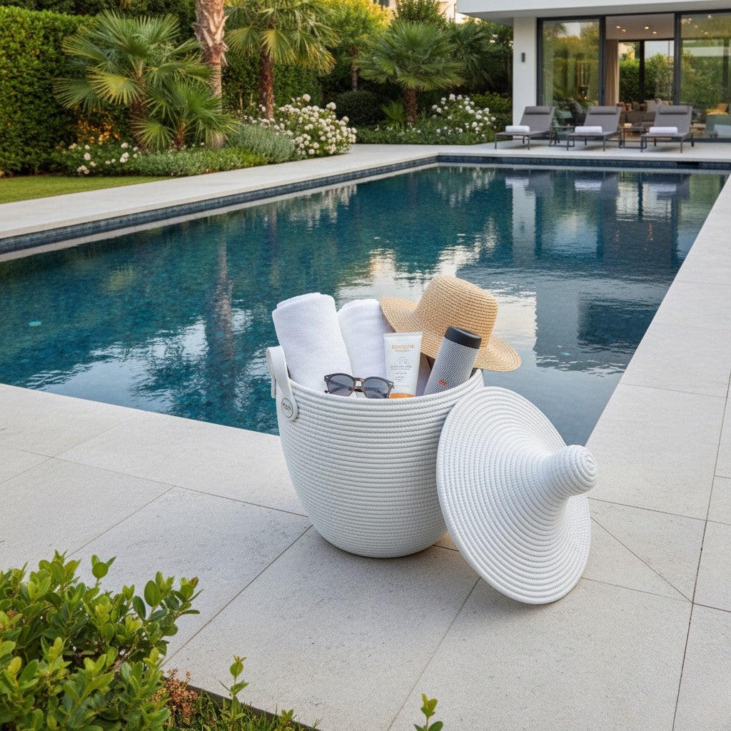 BAKKA Basket with Lid | Arctic White - BAKKA HOME