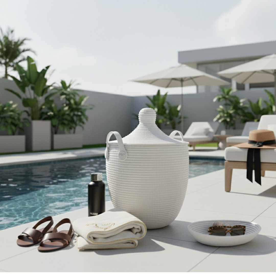 BAKKA Basket with Lid | Arctic White - BAKKA HOME